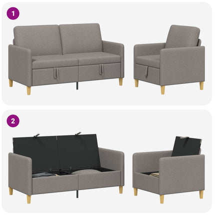 Sofa sæt med opbevaring 2 stk. Gråbrun Polyester