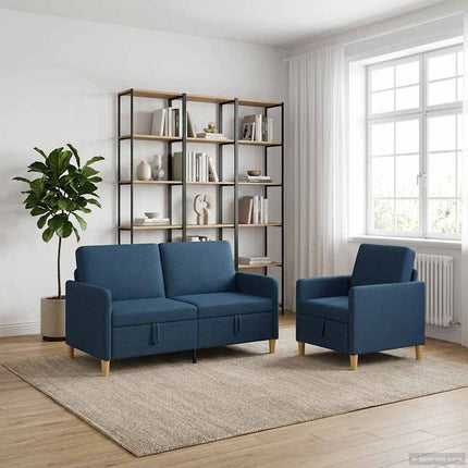 Sofa sæt med opbevaring 2 stk. Blå Polyester