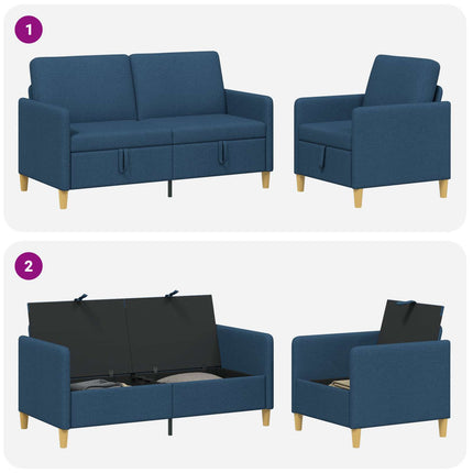 Sofa sæt med opbevaring 2 pcs Blå Polyester