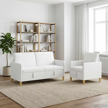 Sofa sæt med opbevaring 2 stk. Hvid Polyester