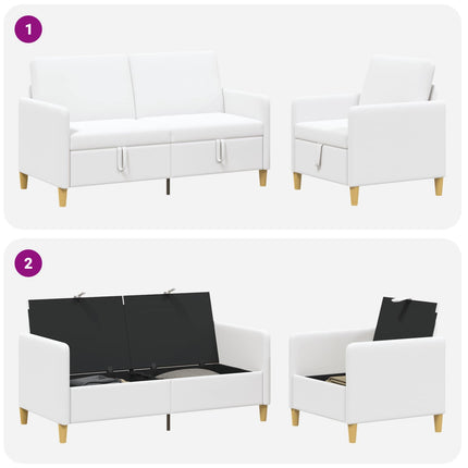 Sofa sæt med opbevaring 2 stk. Hvid Polyester