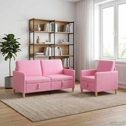 Sofa sæt med opbevaring 2 pcs Lyserød Polyester