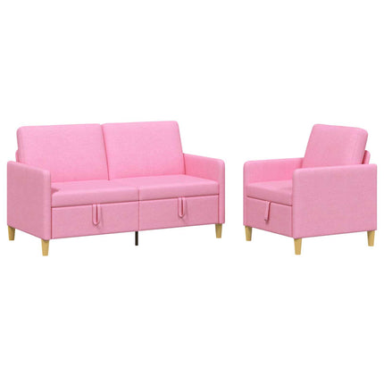 Sofa sæt med opbevaring 2 stk. Lyserød Polyester