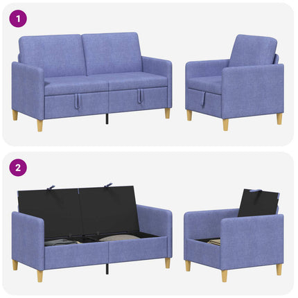 Sofa sæt med opbevaring 2 pcs Jeans blå Polyester