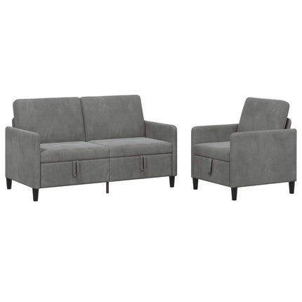 Sofa sæt med opbevaring 2 stk. Mørkegrå Polyester