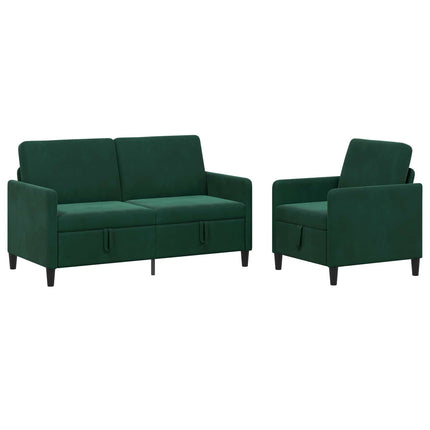 Sofa sæt med opbevaring 2 stk. Mørkegrøn Polyester