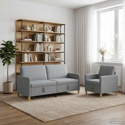 Sofa sæt med opbevaring 2 pcs Lysegrå Polyester