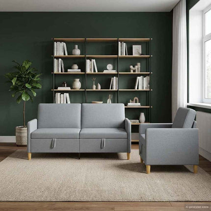 Sofa sæt med opbevaring 2 pcs Lysegrå Polyester