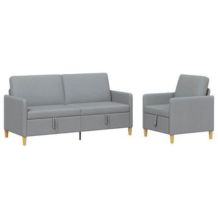 Sofa sæt med opbevaring 2 pcs Lysegrå Polyester