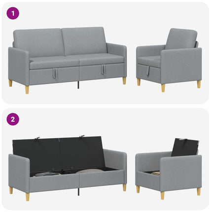 Sofa sæt med opbevaring 2 pcs Lysegrå Polyester