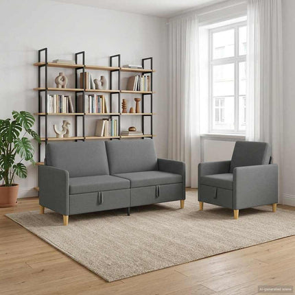 Sofa sæt med opbevaring 2 stk. Mørkegrå Polyester