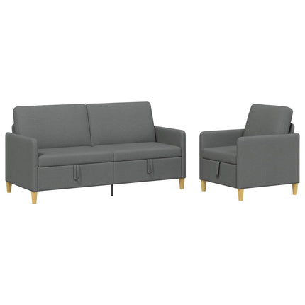 Sofa sæt med opbevaring 2 stk. Mørkegrå Polyester