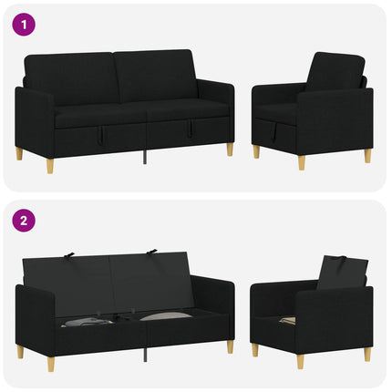 Sofa sæt med opbevaring 2 pcs Sort Polyester