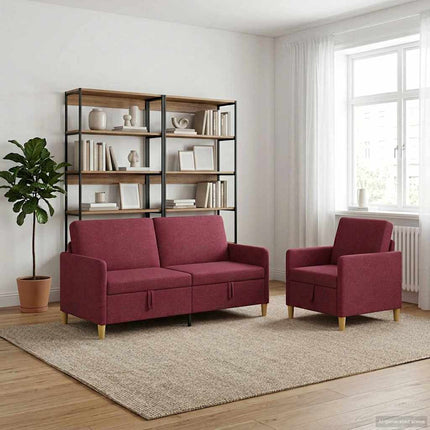 Sofa sæt med opbevaring 2 stk. Vinrød Polyester