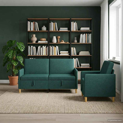 Sofa sæt med opbevaring 2 pcs Mørkegrøn Polyester