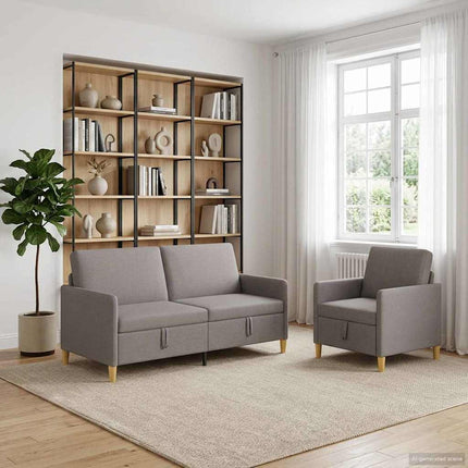 Sofa sæt med opbevaring 2 pcs Gråbrun Polyester