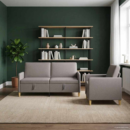 Sofa sæt med opbevaring 2 stk. Gråbrun Polyester