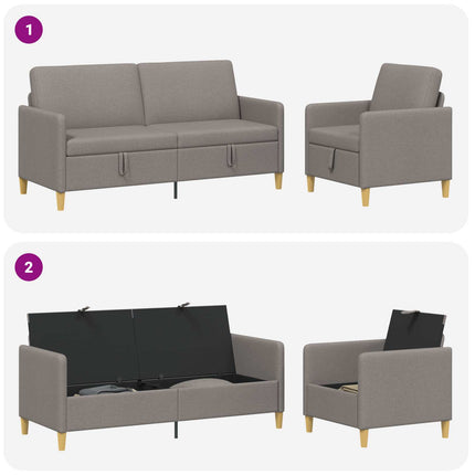 Sofa sæt med opbevaring 2 pcs Gråbrun Polyester