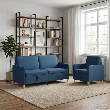 Sofa sæt med opbevaring 2 stk. Blå Polyester