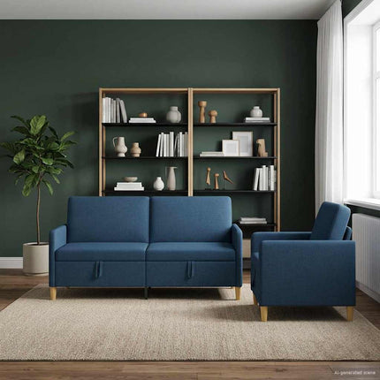 Sofa sæt med opbevaring 2 pcs Blå Polyester
