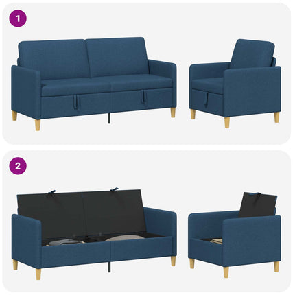 Sofa sæt med opbevaring 2 stk. Blå Polyester