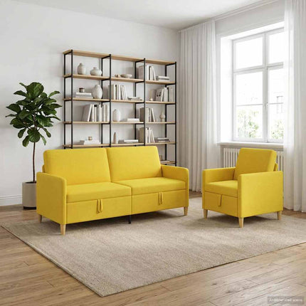 Sofa sæt med opbevaring 2 stk. Lys Gul Polyester