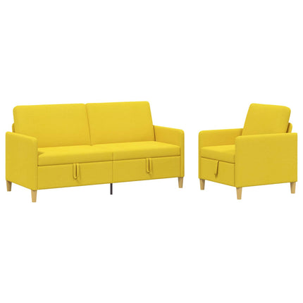 Sofa sæt med opbevaring 2 stk. Lys Gul Polyester