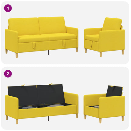 Sofa sæt med opbevaring 2 pcs Lys Gul Polyester