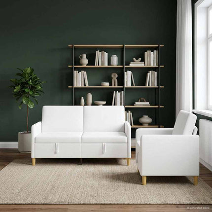 Sofa sæt med opbevaring 2 pcs Hvid Polyester