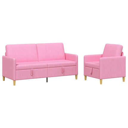 Sofa sæt med opbevaring 2 pcs Lyserød Polyester