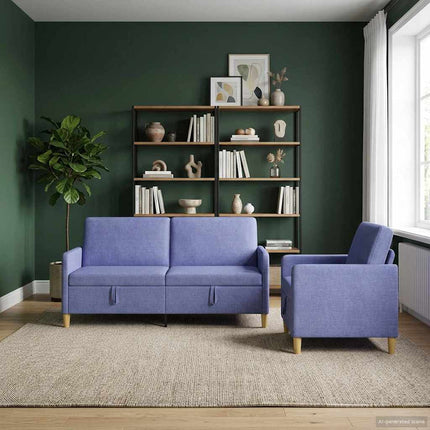 Sofa sæt med opbevaring 2 pcs Jeans blå Polyester