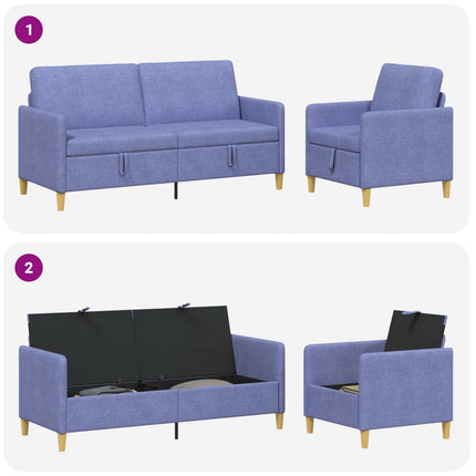 Sofa sæt med opbevaring 2 stk. Jeans blå Polyester