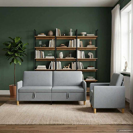 Sofa sæt med opbevaring 2 pcs Lysegrå Polyester