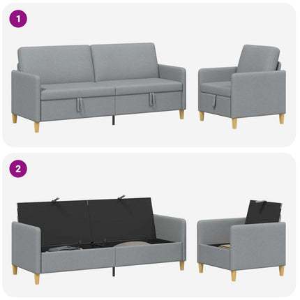Sofa sæt med opbevaring 2 pcs Lysegrå Polyester