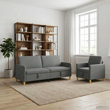Sofa sæt med opbevaring 2 pcs Mørkegrå Polyester