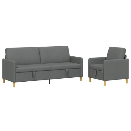 Sofa sæt med opbevaring 2 stk. Mørkegrå Polyester