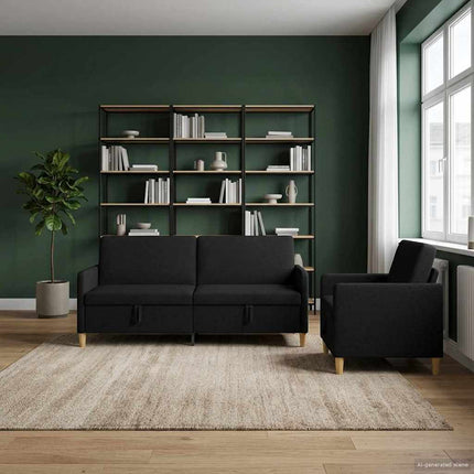 Sofa sæt med opbevaring 2 pcs Sort Polyester