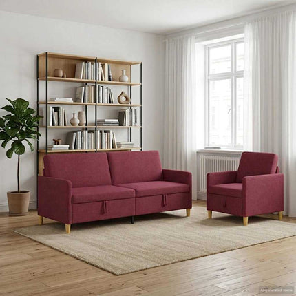 Sofa sæt med opbevaring 2 pcs Vinrød Polyester