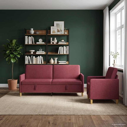 Sofa sæt med opbevaring 2 pcs Vinrød Polyester