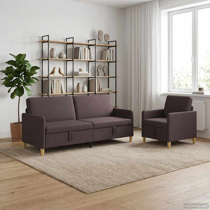 Sofa sæt med opbevaring 2 pcs Mørk Brun Polyester