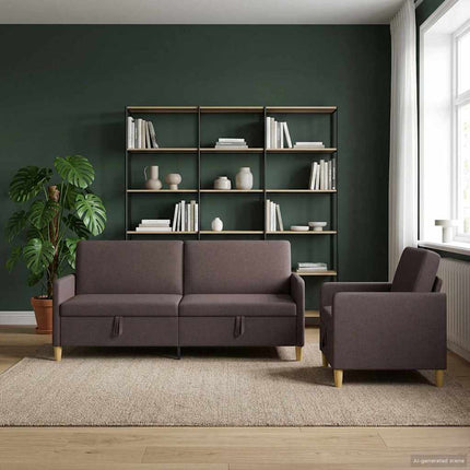 Sofa sæt med opbevaring 2 pcs Mørk Brun Polyester