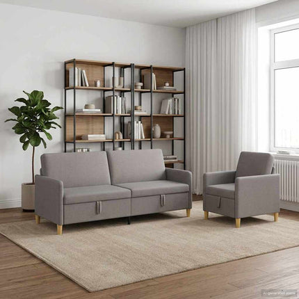 Sofa sæt med opbevaring 2 stk. Gråbrun Polyester