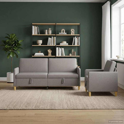 Sofa sæt med opbevaring 2 pcs Gråbrun Polyester