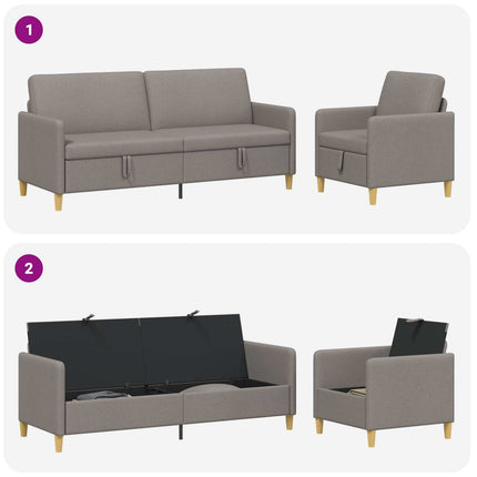 Sofa sæt med opbevaring 2 stk. Gråbrun Polyester
