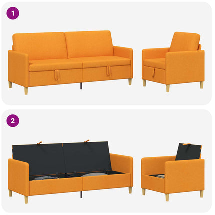 Sofa sæt med opbevaring 2 stk. Mørk Gul Polyester