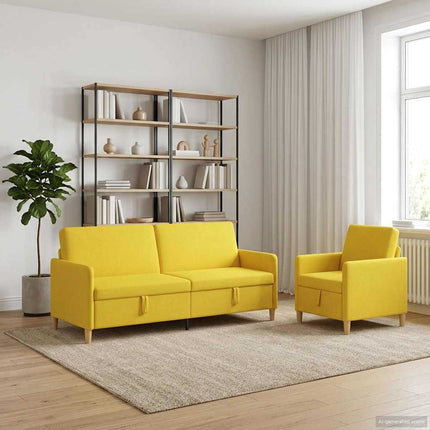 Sofa sæt med opbevaring 2 stk. Lys Gul Polyester