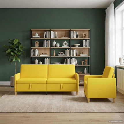 Sofa sæt med opbevaring 2 pcs Lys Gul Polyester
