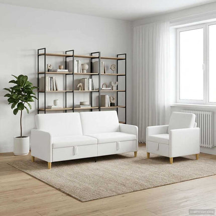 Sofa sæt med opbevaring 2 stk. Hvid Polyester