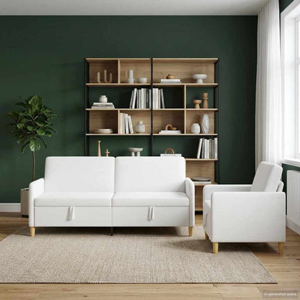 Sofa sæt med opbevaring 2 pcs Hvid Polyester