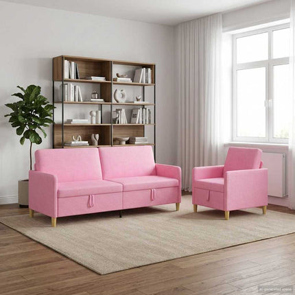 Sofa sæt med opbevaring 2 pcs Lyserød Polyester